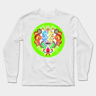 floral tree ecopop ornament pattern with the death smile mexican art Long Sleeve T-Shirt